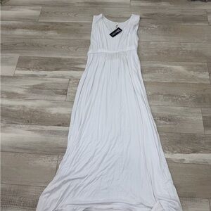 24Seven White Sleeveless V‑Neck Maxi Dress